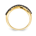 1.19 Ct Round Blue Sapphire & Diamond Pavé 14K Gold 4-Row Criss Cross Ring by Fine Color Jewels