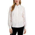 Alfani Lace-Sleeve Button-up Shirt by Vanessa Jane