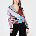 Bar III Sunset Wave Wrap Top by Vanessa Jane