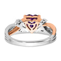 1.2 Ct Heart Purple Amethyst and White Diamond Prong 14k Gold Promise Ring by Fine Color Jewels