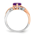 1.2 Ct Heart Purple Amethyst and White Diamond Prong 14k Gold Promise Ring by Fine Color Jewels