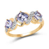 1.20 Ct Cushion Violet Tanzanite Prong Silver Three Stone Bypass Ring