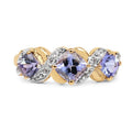 1.20 Ct Cushion Violet Tanzanite Prong Silver Three Stone Bypass Ring by Fine Color Jewels