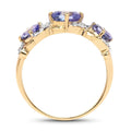 1.20 Ct Cushion Violet Tanzanite Prong Silver Three Stone Bypass Ring by Fine Color Jewels