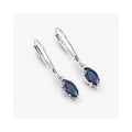 1.20 Ct Marquise Blue Sapphire Prong 10K Gold Dangle Earrings by Fine Color Jewels