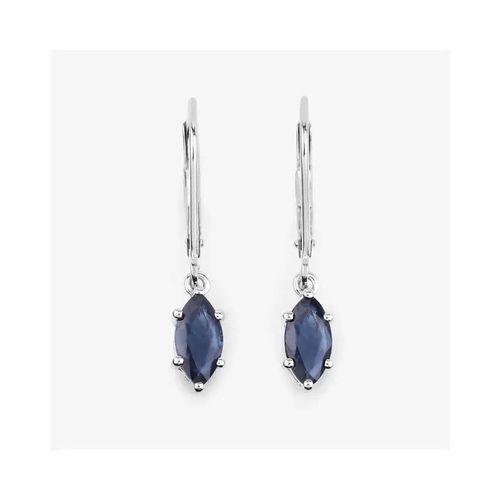 1.20 Ct Marquise Blue Sapphire Prong 10K Gold Dangle Earrings by Fine Color Jewels