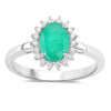 1.20 Ct Oval Green Zambian Emerald Diamond Prong 10k Gold Halo Ring