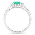 1.20 Ct Oval Green Zambian Emerald Diamond Prong 10k Gold Halo Ring by Fine Color Jewels