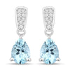 1.20 Ct Pear Blue Aquamarine & Lab Diamond Prong Silver Teardrop Dangle Earrings