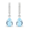 1.20 Ct Pear Blue Aquamarine & Lab Diamond Prong Silver Teardrop Dangle Earrings