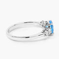 1.20 Ct Round Swiss Blue Topaz and Lab Diamond Prong Silver Five Stone Ring by Fine Color Jewels