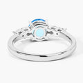 1.20 Ct Round Swiss Blue Topaz and Lab Diamond Prong Silver Five Stone Ring by Fine Color Jewels