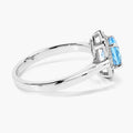 1.20 Ct Round Swiss Blue Topaz and Lab Diamond Prong Silver Halo Ring by Fine Color Jewels