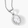 1.23 Ct Oval Lab Diamond Prong Platinum Floral Bridal Halo Pendant by Fine Color Jewels