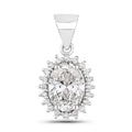 1.23 Ct Oval Lab Diamond Prong Platinum Floral Bridal Halo Pendant by Fine Color Jewels