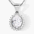 1.23 Ct Oval Lab Diamond Prong Platinum Floral Bridal Halo Pendant by Fine Color Jewels