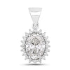 1.23 Ct Oval Lab Grown Diamond Prong Platinum Bridal Floral Halo Pendant