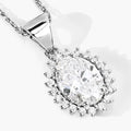 1.23 Ct Oval Lab Grown Diamond Prong Platinum Bridal Floral Halo Pendant by Fine Color Jewels