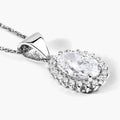 1.23 Ct Oval Lab Grown Diamond Prong Platinum Bridal Floral Halo Pendant by Fine Color Jewels