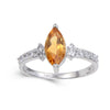 1.24 Ct Marquise Yellow Citrine and White Topaz Prong Silver Engagement Ring