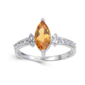1.24 Ct Marquise Yellow Citrine and White Topaz Prong Silver Engagement Ring by Fine Color Jewels