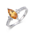 1.24 Ct Marquise Yellow Citrine and White Topaz Prong Silver Engagement Ring by Fine Color Jewels