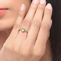1.25 Ct Round Green Peridot & Lab Diamond Prong Silver Pave Bridge Ring by Fine Color Jewels