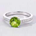 1.25 Ct Round Green Peridot & Lab Diamond Prong Silver Pave Bridge Ring by Fine Color Jewels