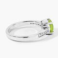 1.25 Ct Round Green Peridot & Lab Diamond Prong Silver Pave Bridge Ring by Fine Color Jewels