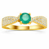 1.26 Ct Round Green Emerald and White Sapphire Prong 22K Gold Vermeil Pave Crossover Engagement Ring