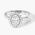 1.28 Ct Oval Lab Diamond Prong Platinum Halo Bridal Floral Ring by Fine Color Jewels