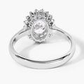 1.28 Ct Oval Lab Diamond Prong Platinum Halo Bridal Floral Ring by Fine Color Jewels