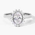 1.28 Ct Oval Lab Diamond Prong Platinum Halo Bridal Floral Ring by Fine Color Jewels