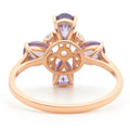 1.28 Ct Pear Purple Amethyst and White Topaz Prong Silver Four Leaf Clover Ring by Fine Color Jewels