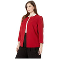 Anne Klein Womens Red Open Front Crepe Jacket, Plus Size 0X by Vanessa Jane