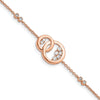 1/3 ct Diamond Double Circle with Star Dangle Bracelet 14k Rose Gold