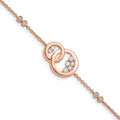 1/3 ct Diamond Double Circle with Star Dangle Bracelet 14k Rose Gold by Fine Color Jewels