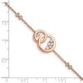 1/3 ct Diamond Double Circle with Star Dangle Bracelet 14k Rose Gold by Fine Color Jewels