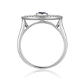 1.3 Ct Round Blue Sapphire Bezel Silver Evil Eye Ring by Fine Color Jewels