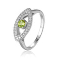 1.3 Ct Round Green Peridot Bezel Silver Evil Eye Ring by Fine Color Jewels