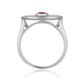 1.3 Ct Round Red Ruby Bezel Silver Evil Eye Ring by Fine Color Jewels