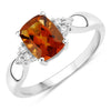 1.30 Ct Cushion Yellow Madeira Citrine & Lab Diamond Prong Silver Cocktail Ring