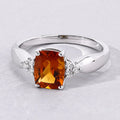 1.30 Ct Cushion Yellow Madeira Citrine & Lab Diamond Prong Silver Cocktail Ring by Fine Color Jewels