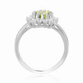 1.30 Ct Heart Olive Green Peridot and White Topaz Prong Silver Halo Ring by Fine Color Jewels