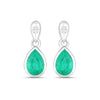 1.30 Ct Pear Green Zambian Emerald & Diamond Bezel 10K Gold Dangle Earrings