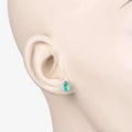 1.30 Ct Pear Green Zambian Emerald Prong 10k Gold Teardrop Stud Earrings by Fine Color Jewels