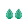 1.30 Ct Pear Green Zambian Emerald Prong 10k Gold Teardrop Stud Earrings