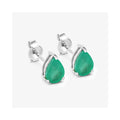 1.30 Ct Pear Green Zambian Emerald Prong 10k Gold Teardrop Stud Earrings by Fine Color Jewels