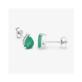 1.30 Ct Pear Green Zambian Emerald Prong 10k Gold Teardrop Stud Earrings by Fine Color Jewels