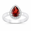 1.30 Ct Pear Red Mozambique Garnet & Lab Diamond Prong Silver Halo Ring